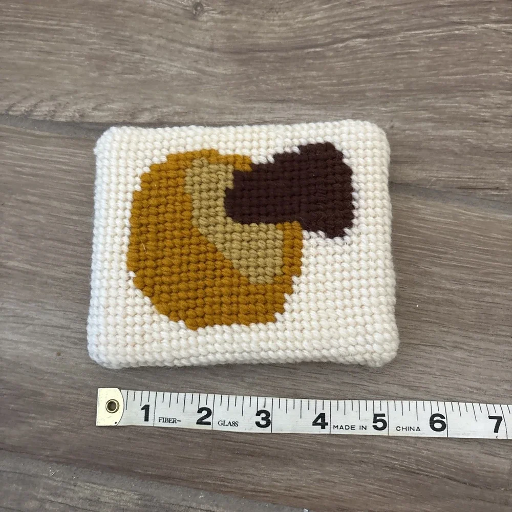 Cross Stitch Yellow /brown Mushroom Wall Hanging 5